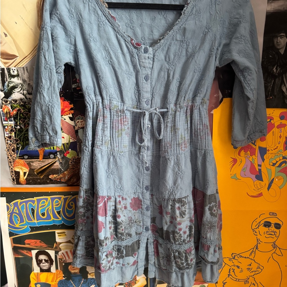 Bohemian Blue Floral Dress - Picture 1 of 6